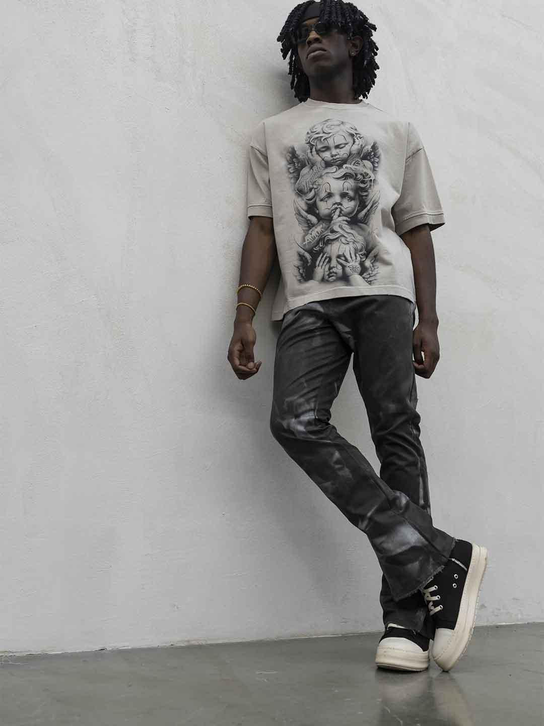 Present Day t-shirt beige con angeli PRS038 BEIGE PRESENT DAY