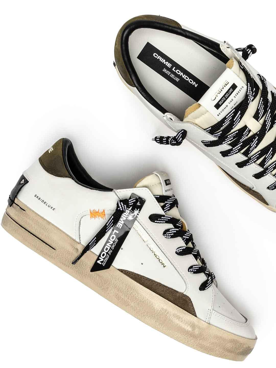 Crime Sk8 Deluxe sneakers bianco con tab verde 11109 BIANCO CRIME