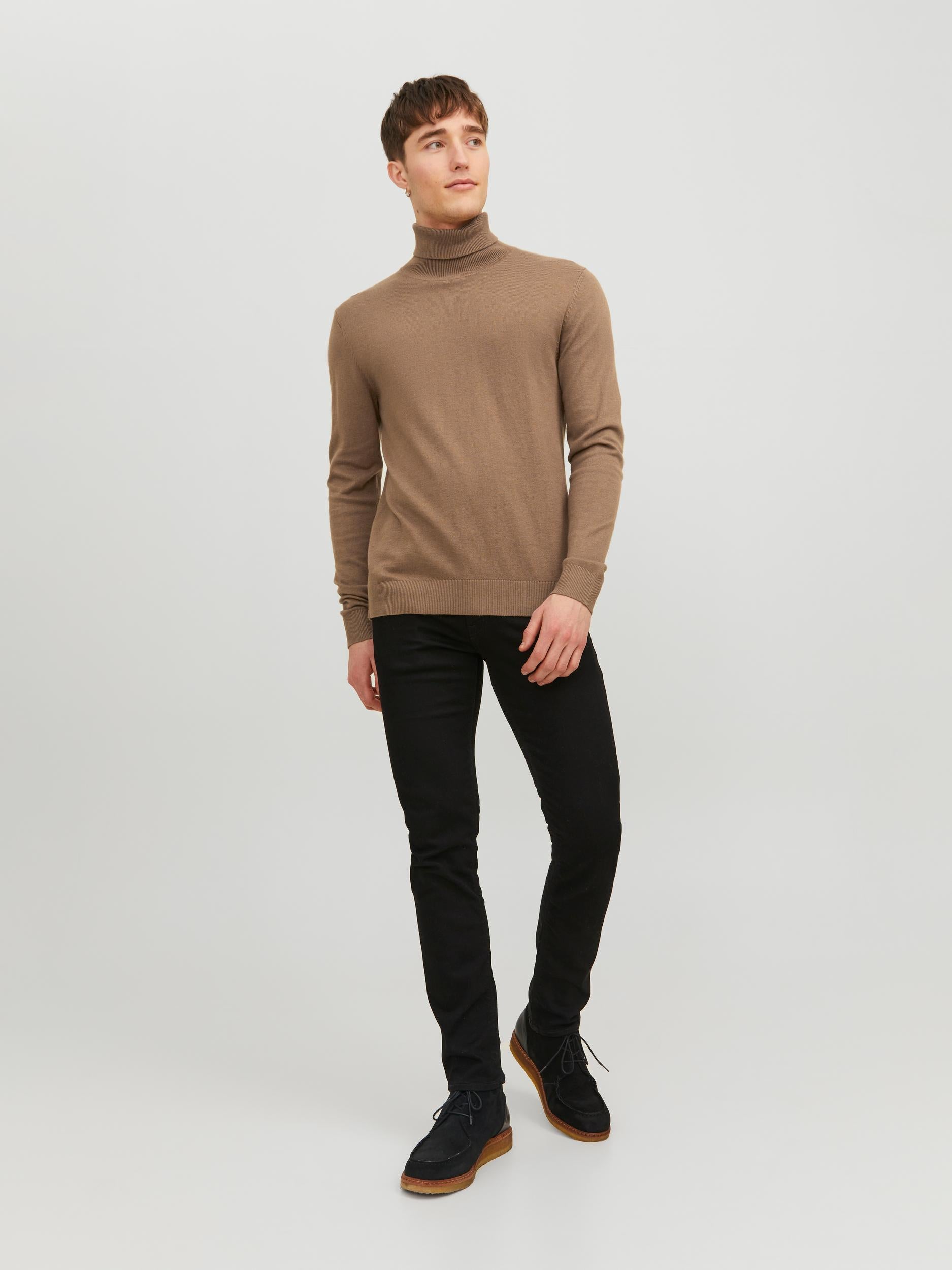 Jack & Jones maglione beige collo alto 12157417 BEIGE JACK & JONES
