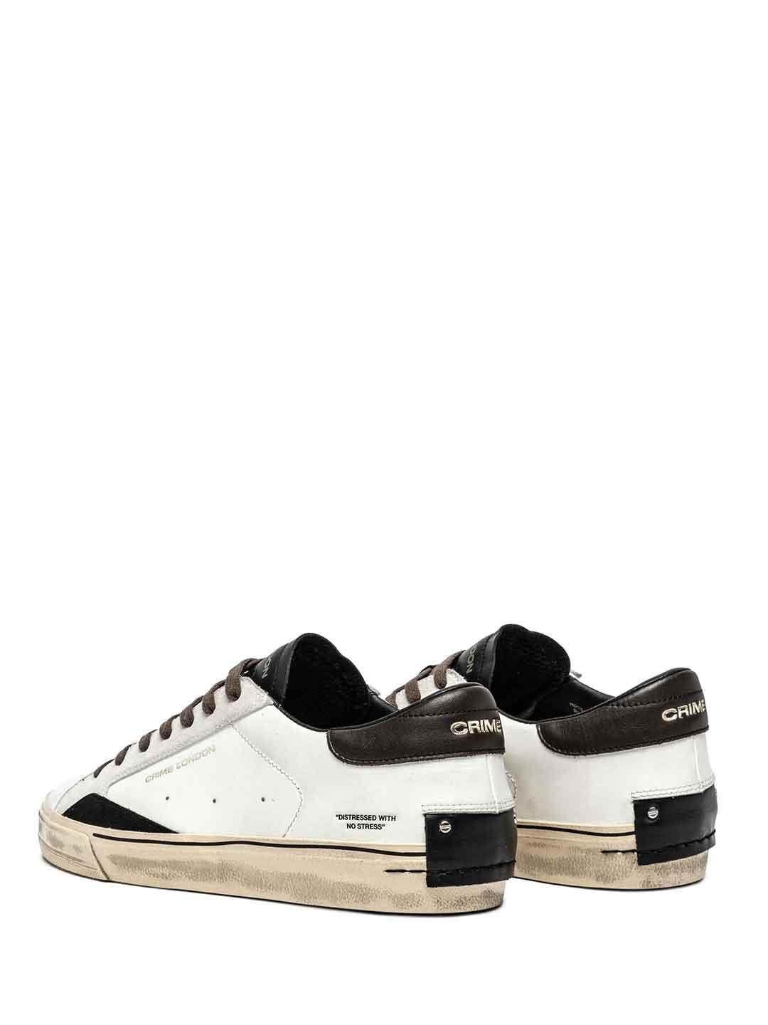 Crime Distressed sneakers bianco con tab marrone 11075 BIANCO CRIME