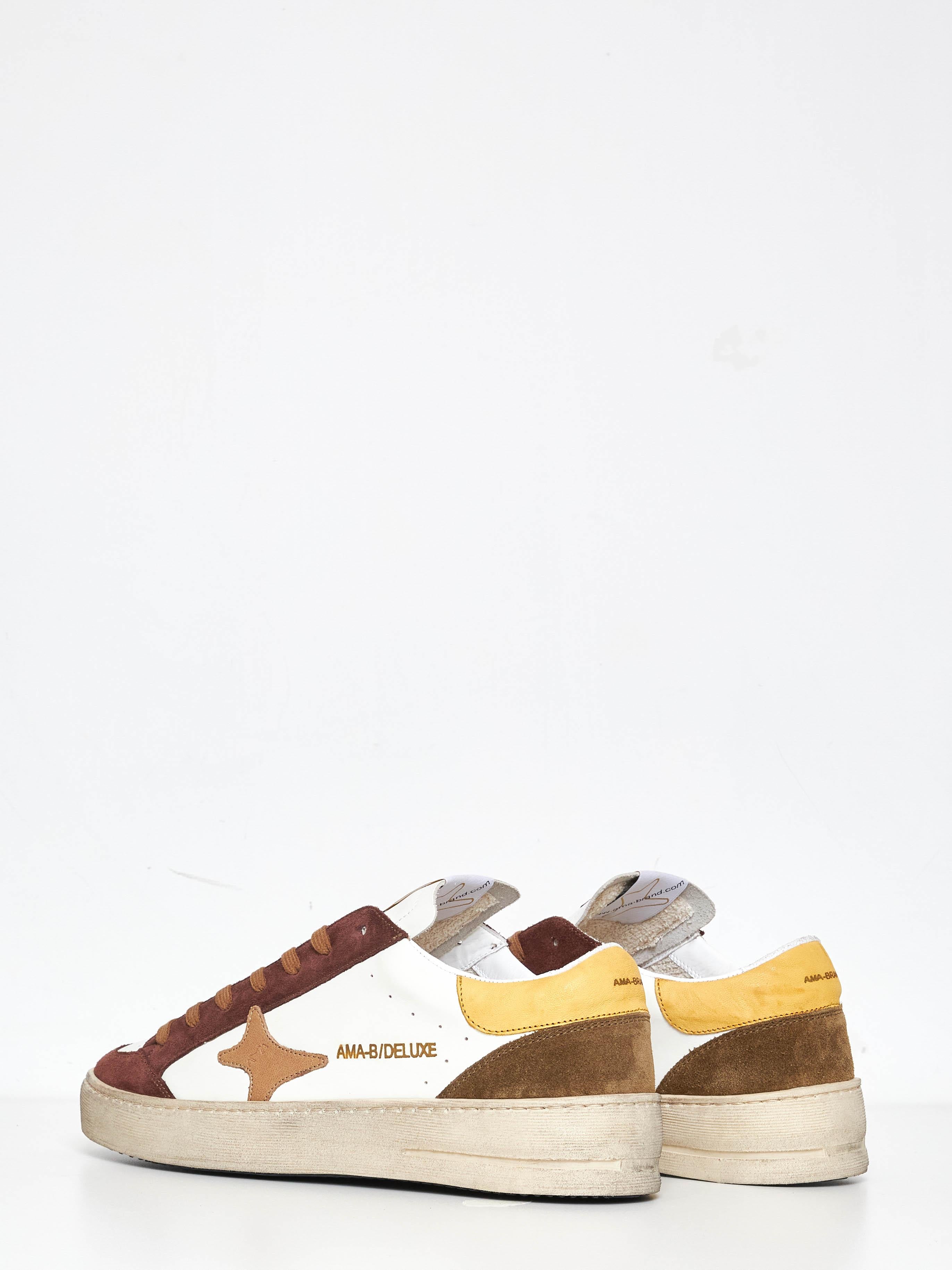 Ama Brand 2960 sneakers bianco con tab senape 2960 BIANCO AMA BRAND