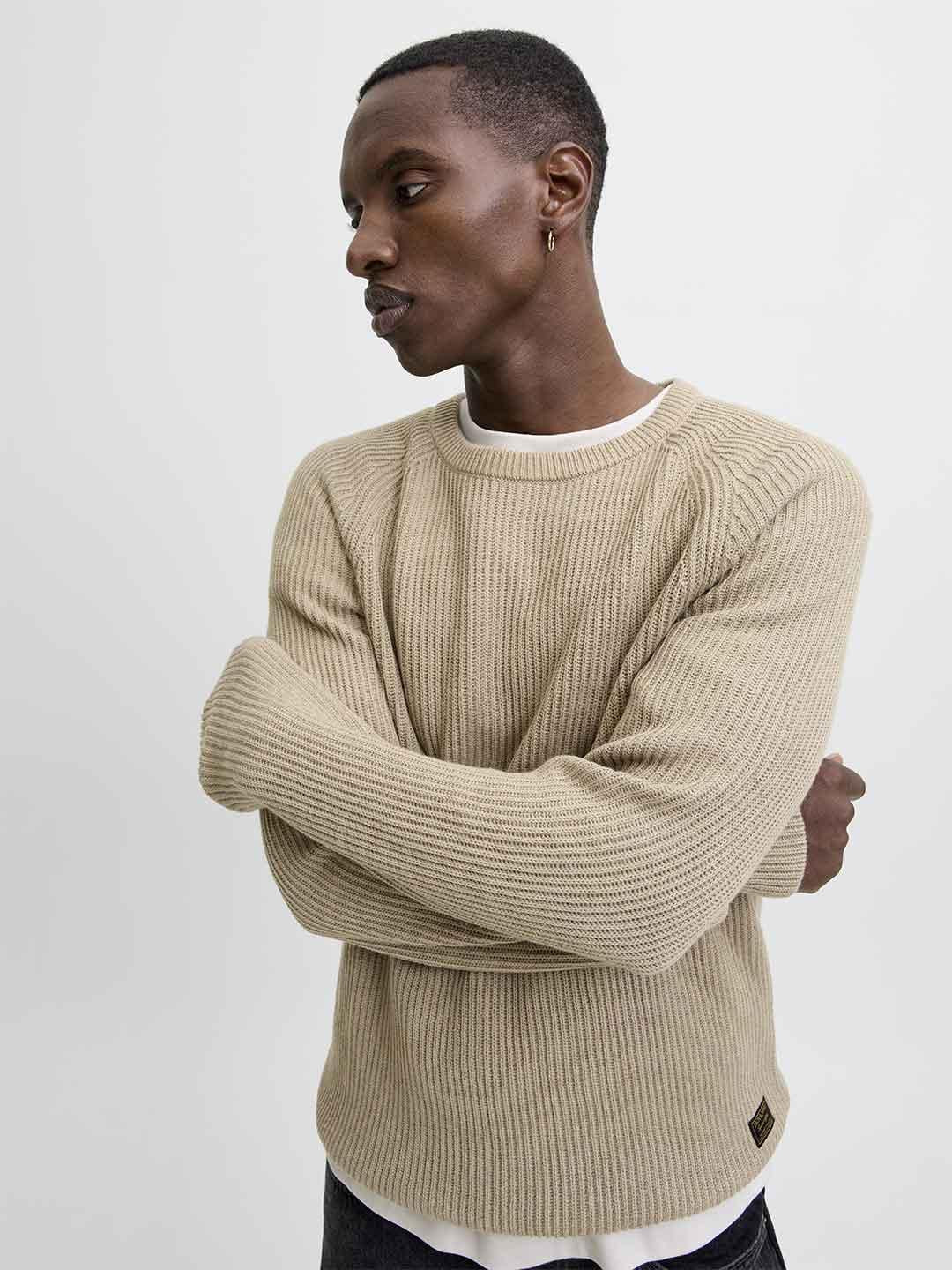 Jack & Jones maglione beige 12278916 BEIGE JACK & JONES