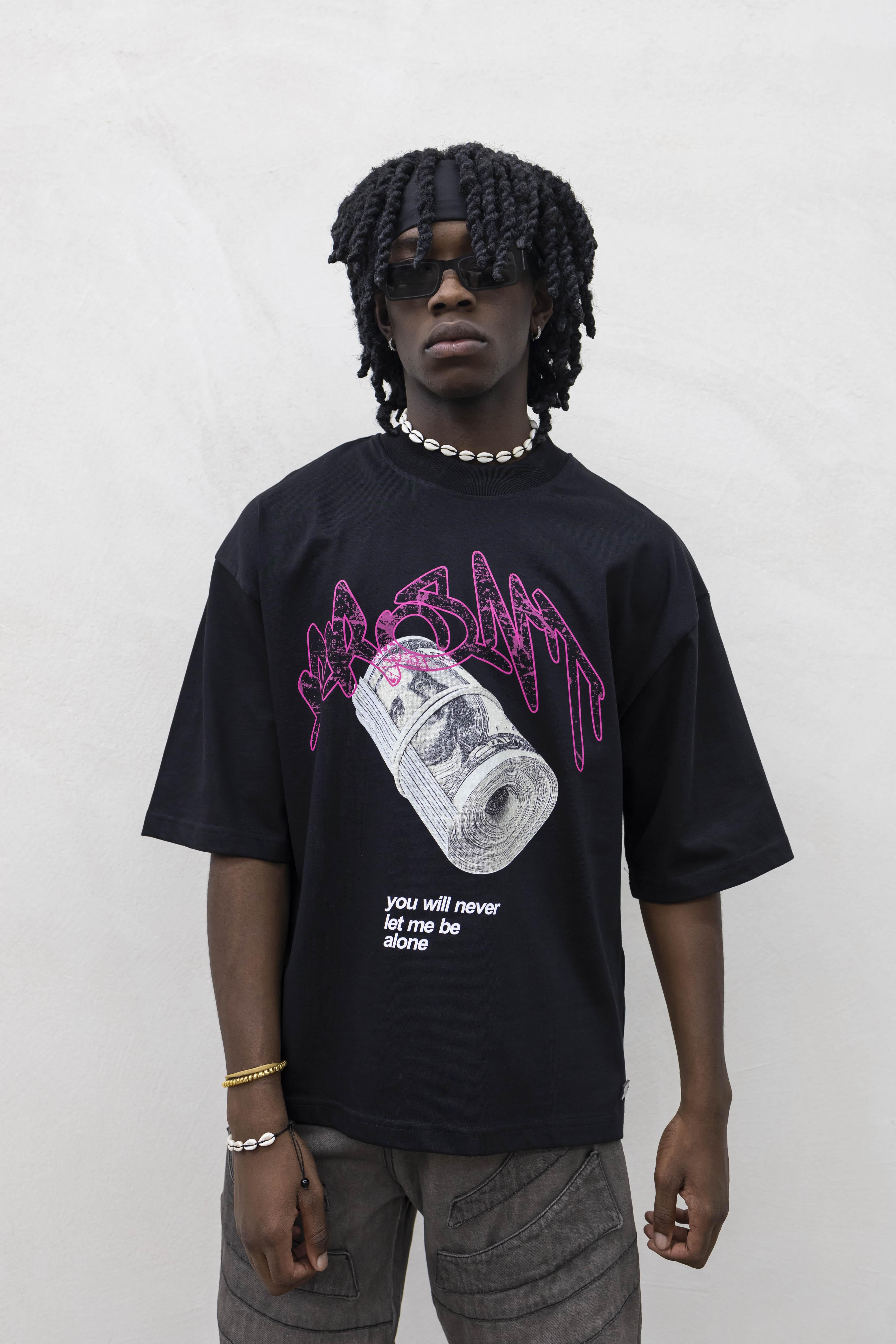 Present Day t-shirt nero con dollari PRS023 NERO PRESENT DAY