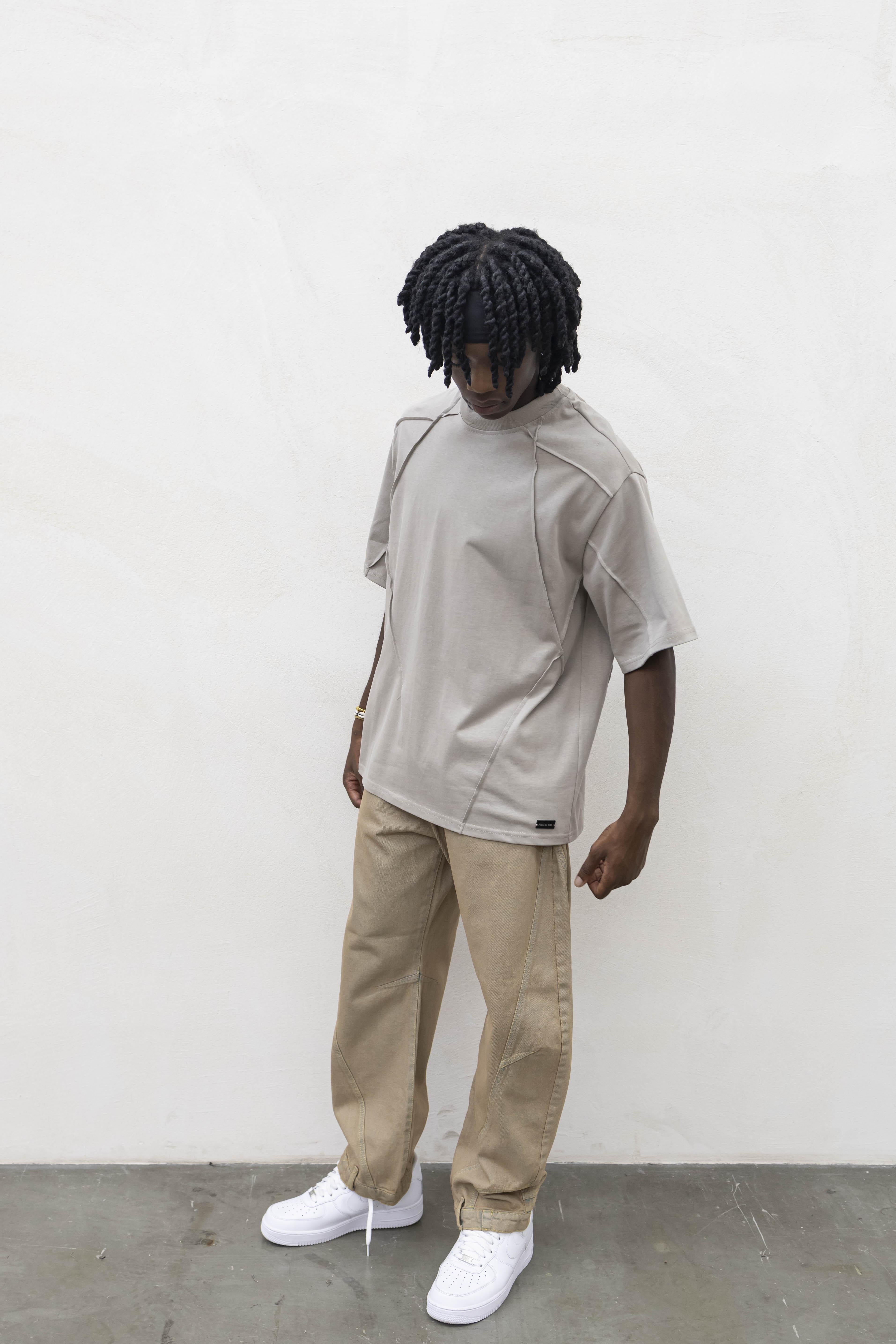 Present Day t-shirt beige con cuciture PRS008 BEIGE PRESENT DAY