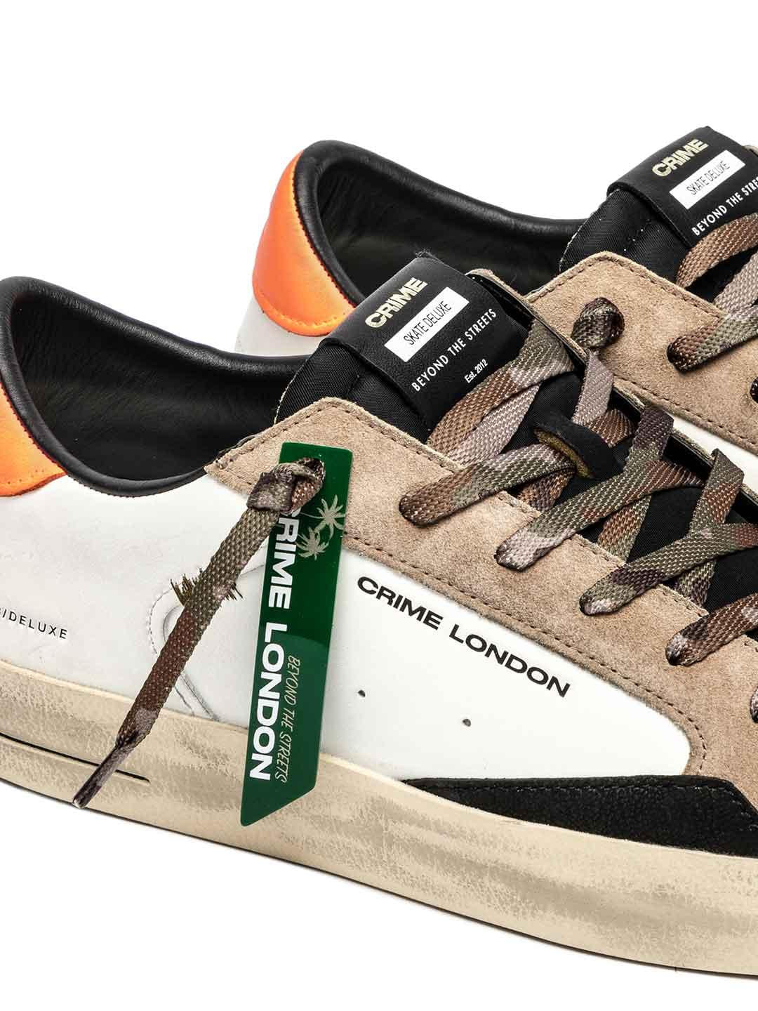 Crime Sk8 Deluxe sneakers bianco con lacci mimetici 11106 BIANCO CRIME