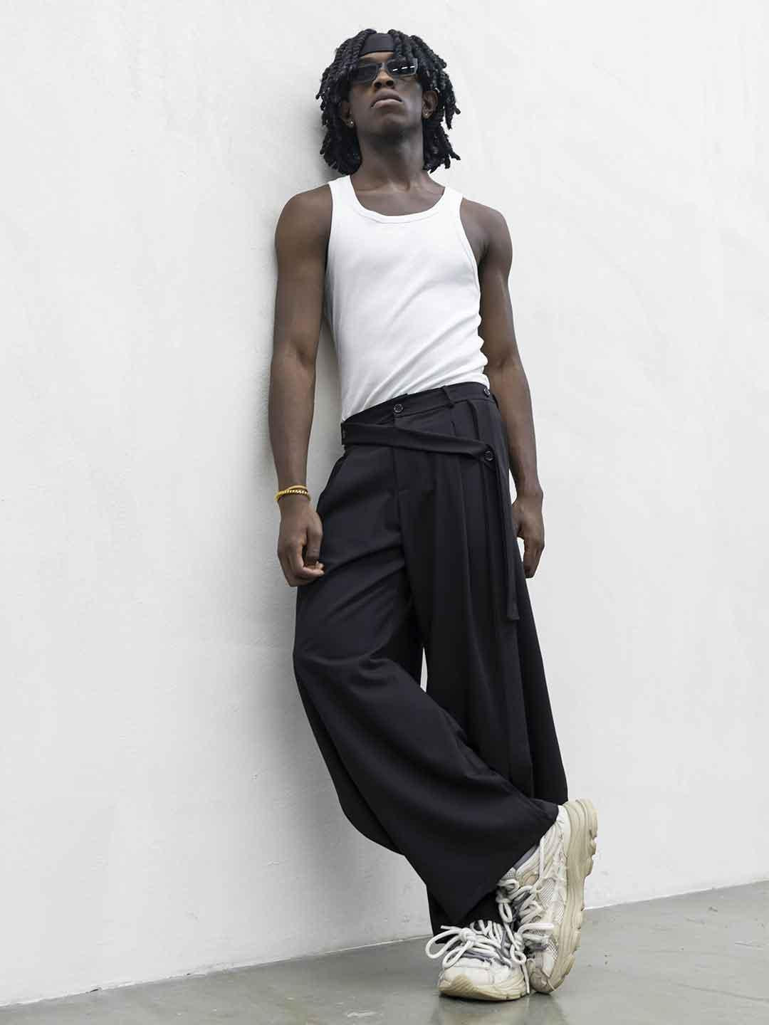 Present Day pantalone nero con cintura PRS029 NERO PRESENT DAY