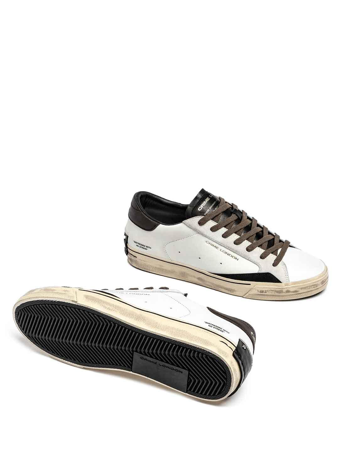 Crime Distressed sneakers bianco con tab marrone 11075 BIANCO CRIME