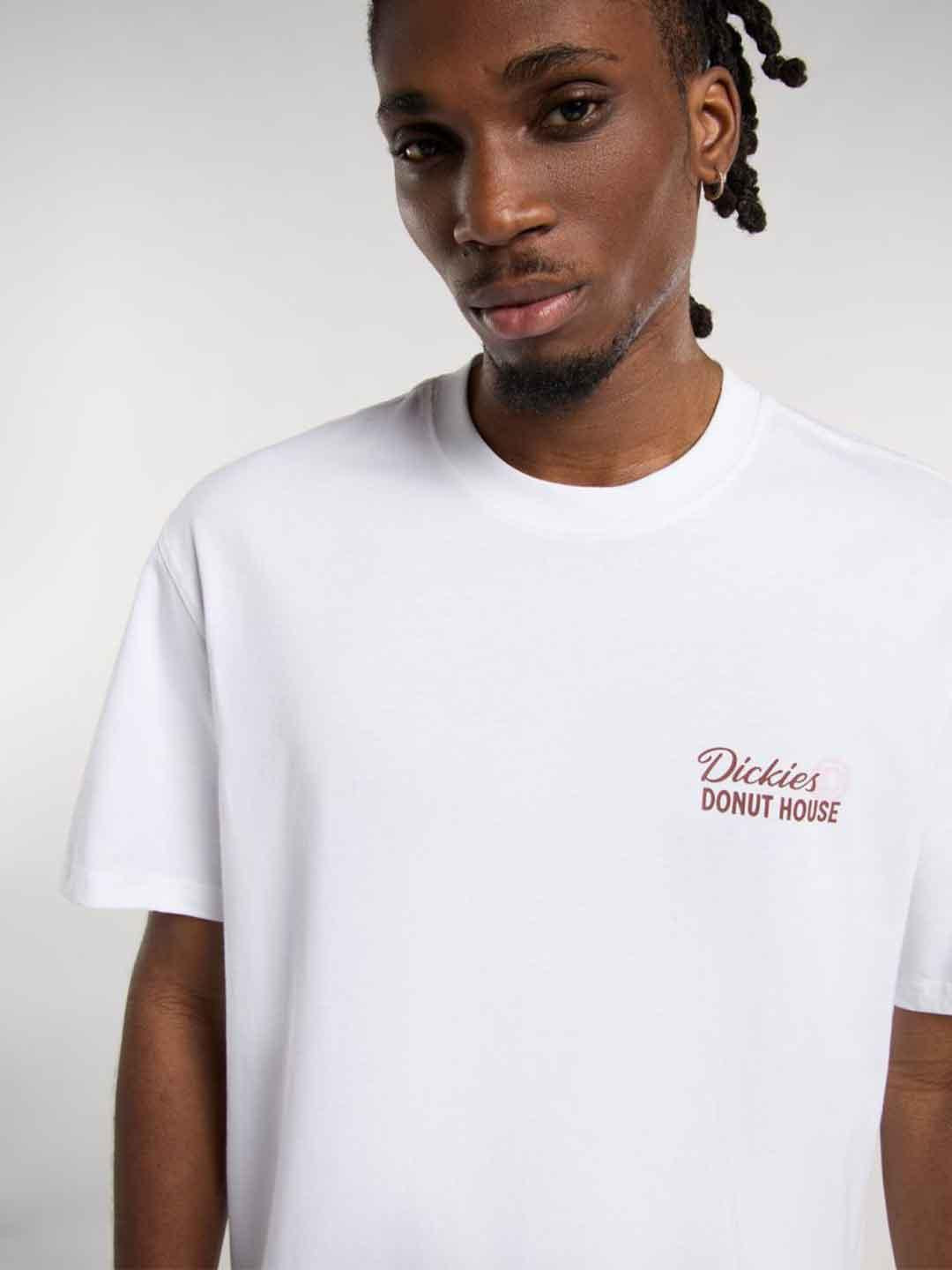 Dickies Donut House t-shirt bianco con stampa retro DK0A87QN0WH1 BIANCO DICKIES