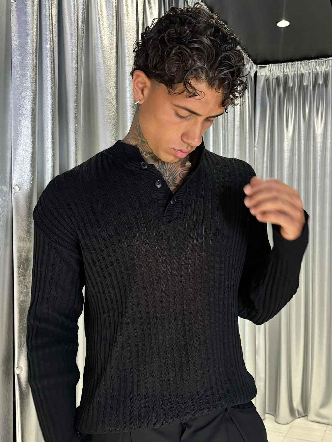 All Or Nothing polo nero con bottoni ALEMAGOU NERO ALL OR NOTHING