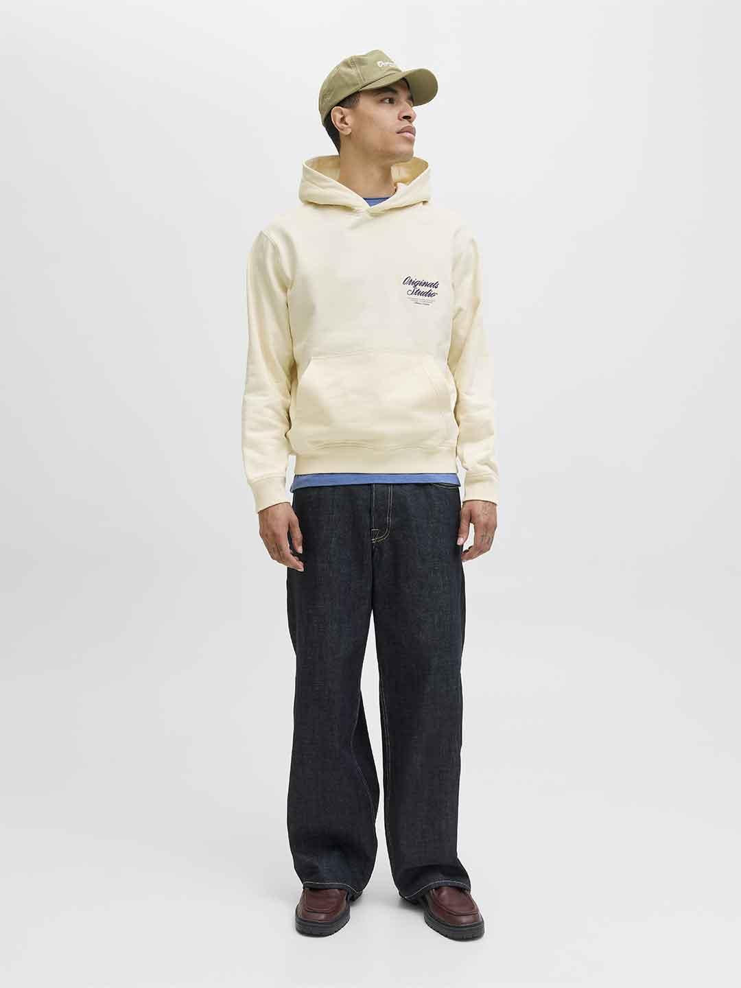 Jack & Jones felpa panna con cappuccio 12283054 PANNA JACK & JONES