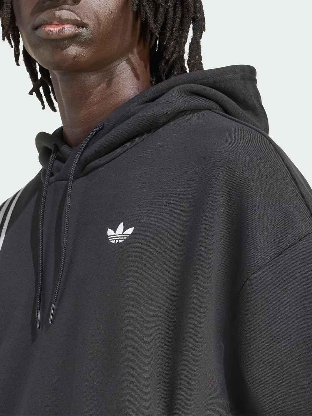 Adidas felpa nero con cappuccio e bande JV9879 NERO ADIDAS