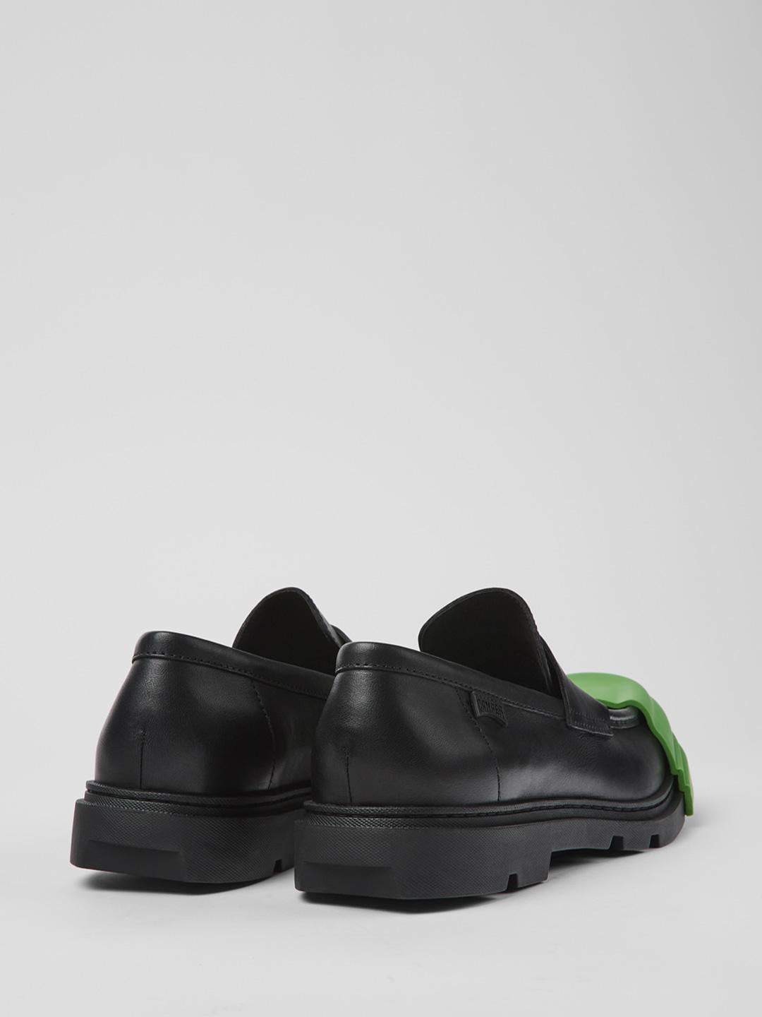 Camper Junction mocassino nero in pelle con punta verde in gomma removibile K100956-003 NERO CAMPER