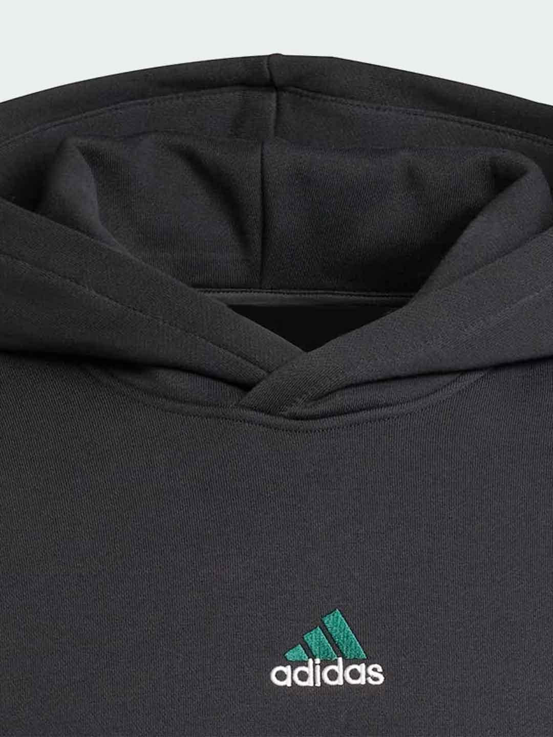 Adidas felpa nero con logo verde JY2798 NERO ADIDAS