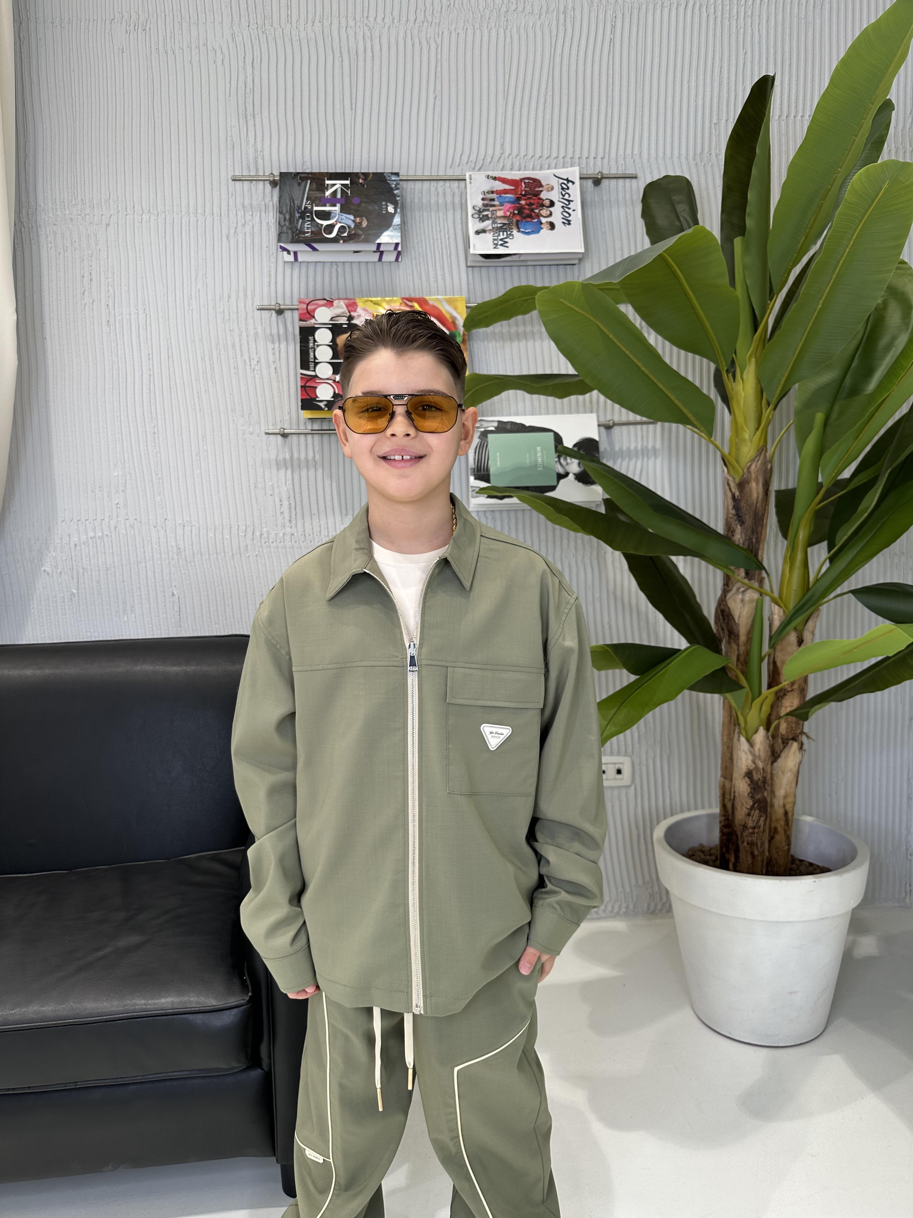 Yes London camicia kids verde con zip JR6026 VERDE YES LONDON