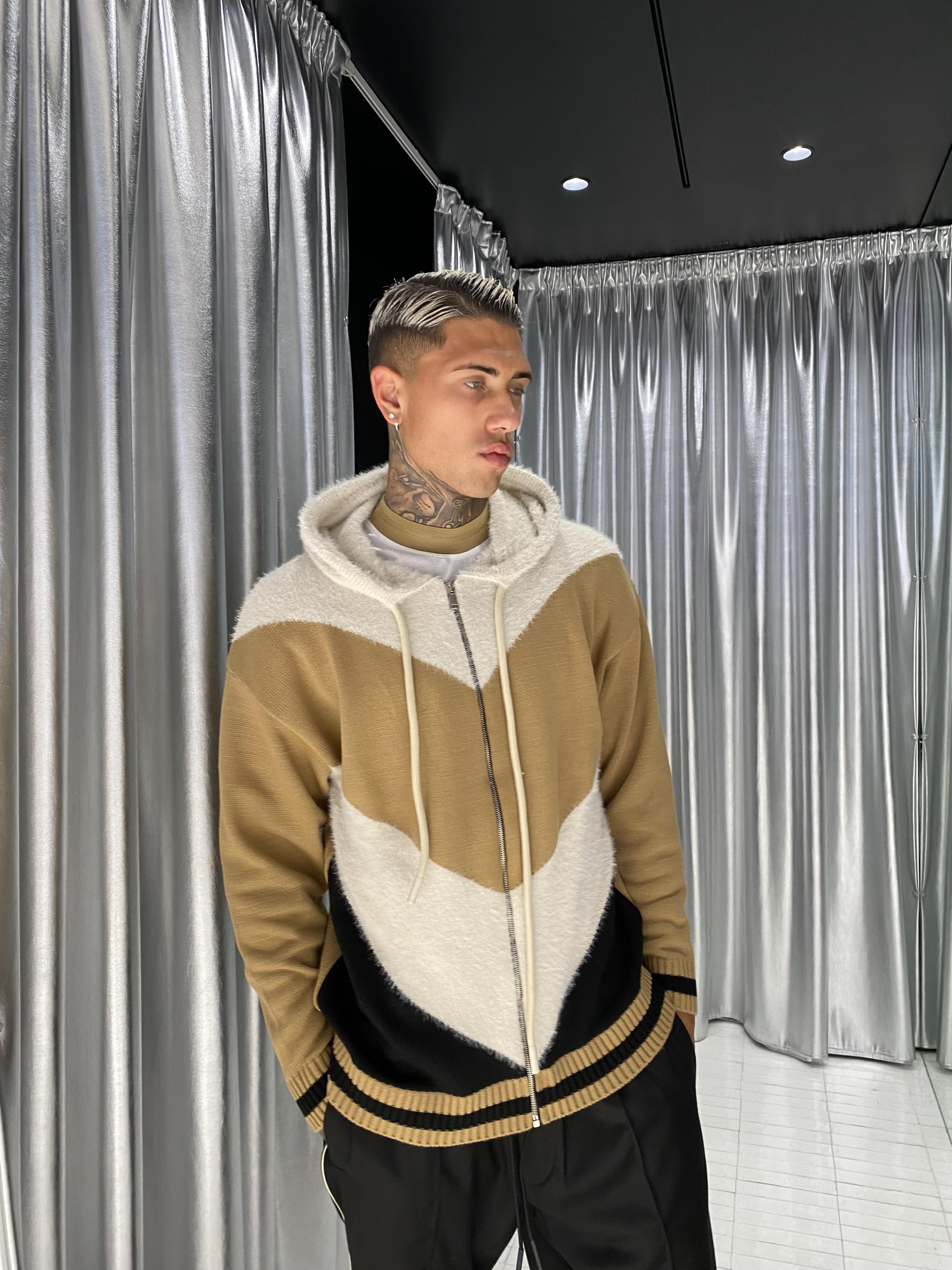 Pret A Porter maglione beige con zip e cappuccio 30002 BEIGE PRET A PORTER