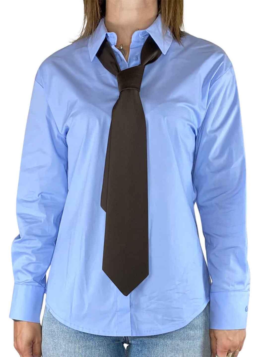 Tensione In camicia azzurro con cravatta marrone 26C809 AZZURRO TENSIONE IN