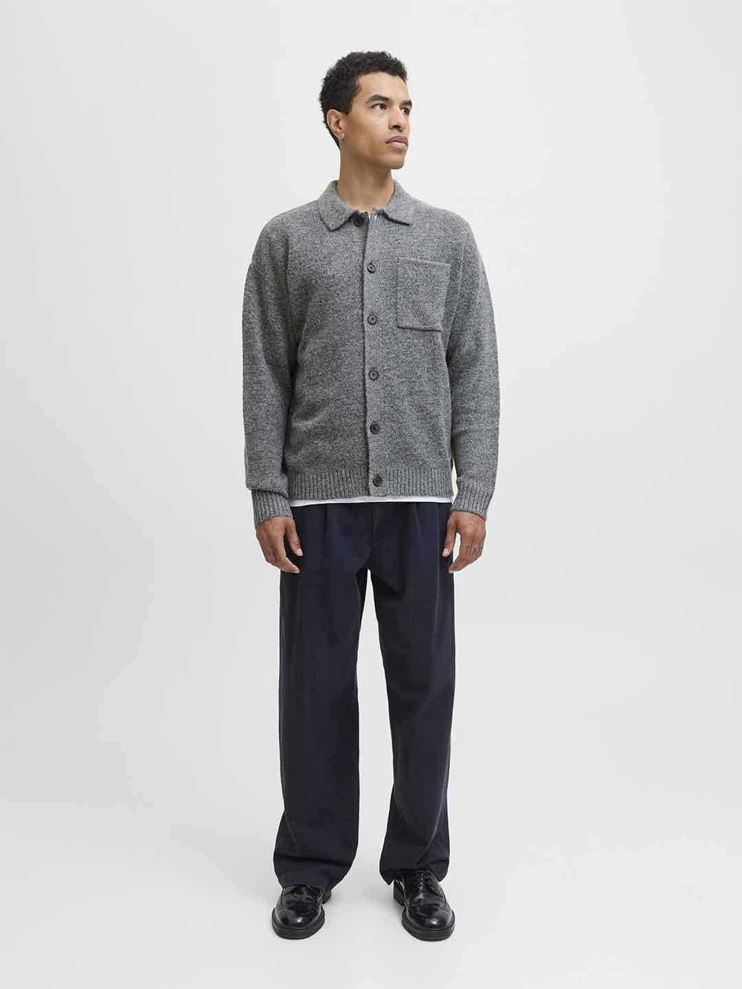 Jack & Jones cardigan grigio con taschino 12284704 GRIGIO JACK & JONES