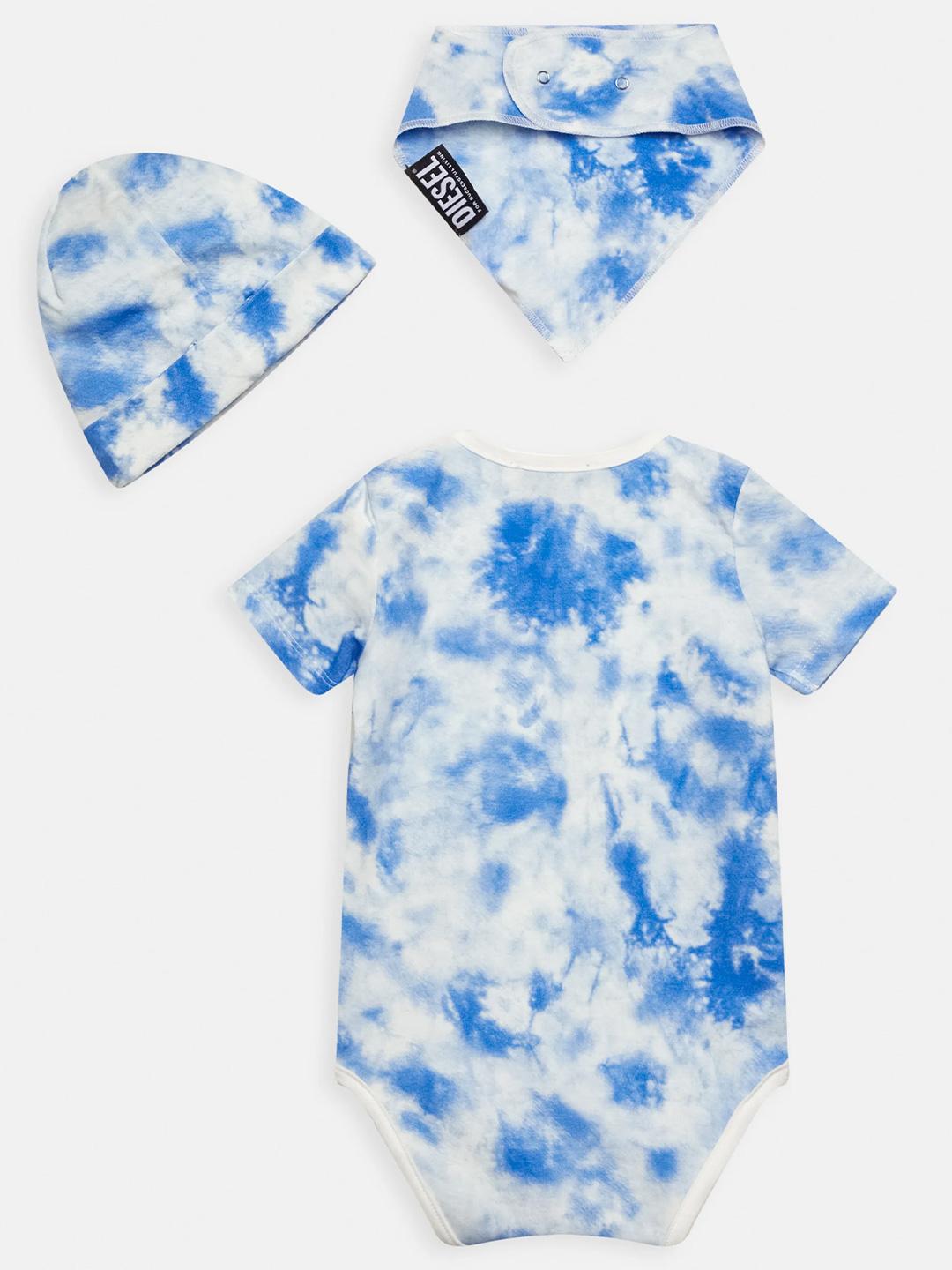 Diesel set cappello, body e foulard bianco e blu neonati N00027 KYATI CELESTE DIESEL