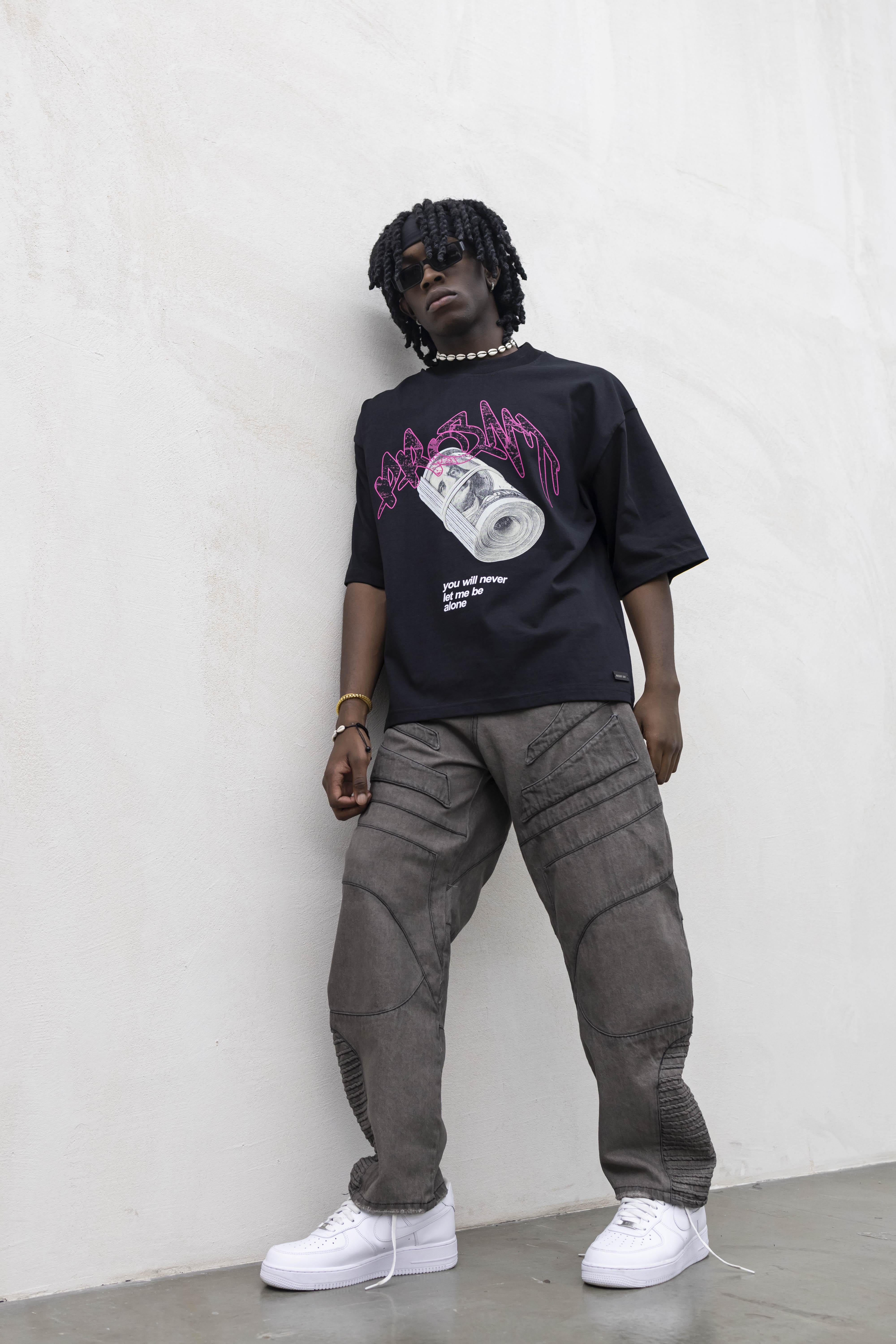 Present Day t-shirt nero con dollari PRS023 NERO PRESENT DAY