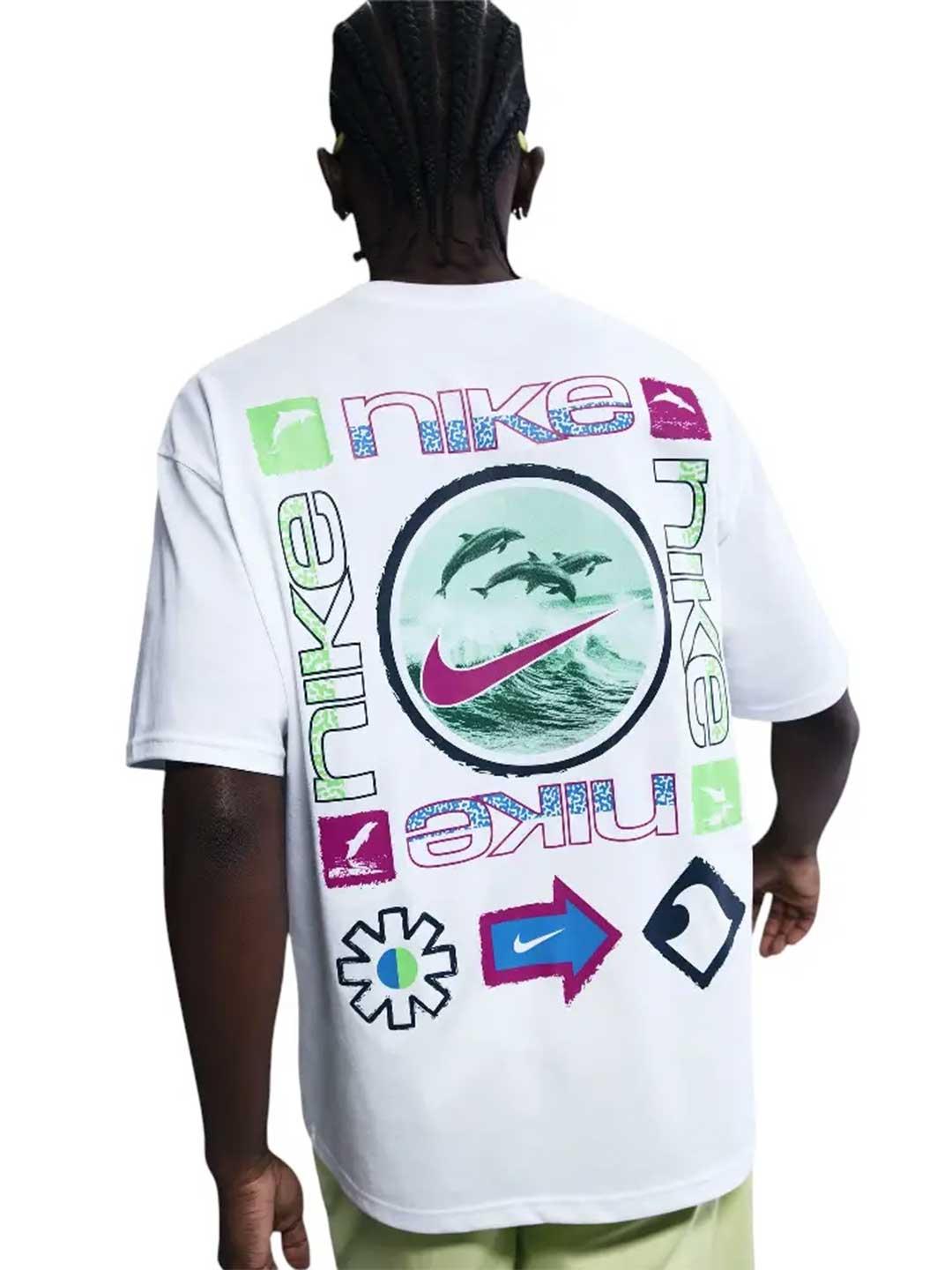 Nike t-shirt bianco con grafiche multicolor HJ0762-100 BIANCO NIKE