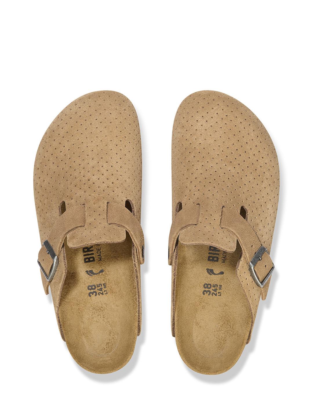 Birkenstock Boston sabot beige in pelle scamosciata stampata 1027014 BEIGE BIRKENSTOCK