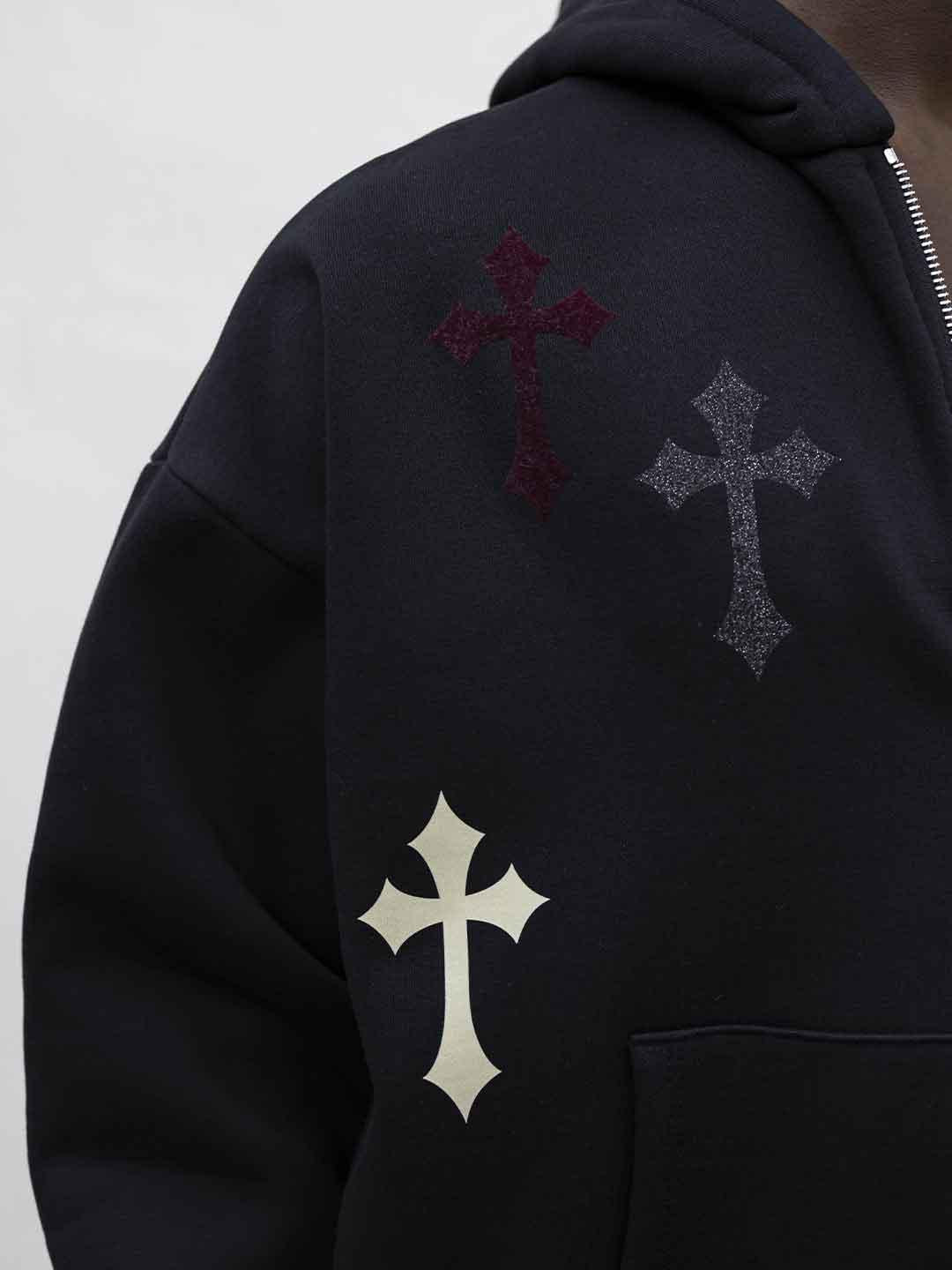 Tokyo felpa nero con croci e zip RB001 NERO TOKYO