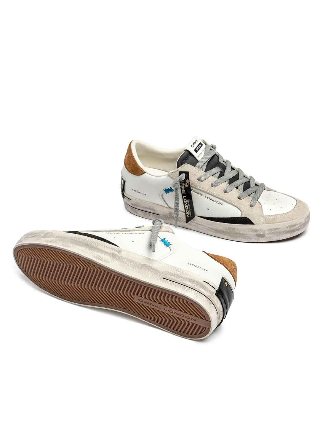 Crime Sk8 Deluxe sneakers bianco con tab cuoio 11108 BIANCO CRIME