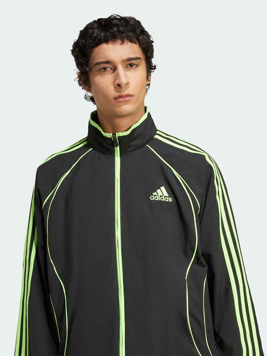Adidas felpa nero e verde JW5866 NERO ADIDAS
