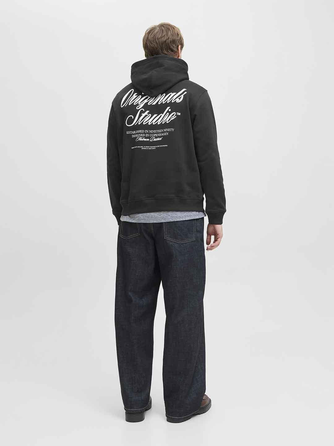 Jack & Jones felpa nero con cappuccio 12283054 NERO JACK & JONES