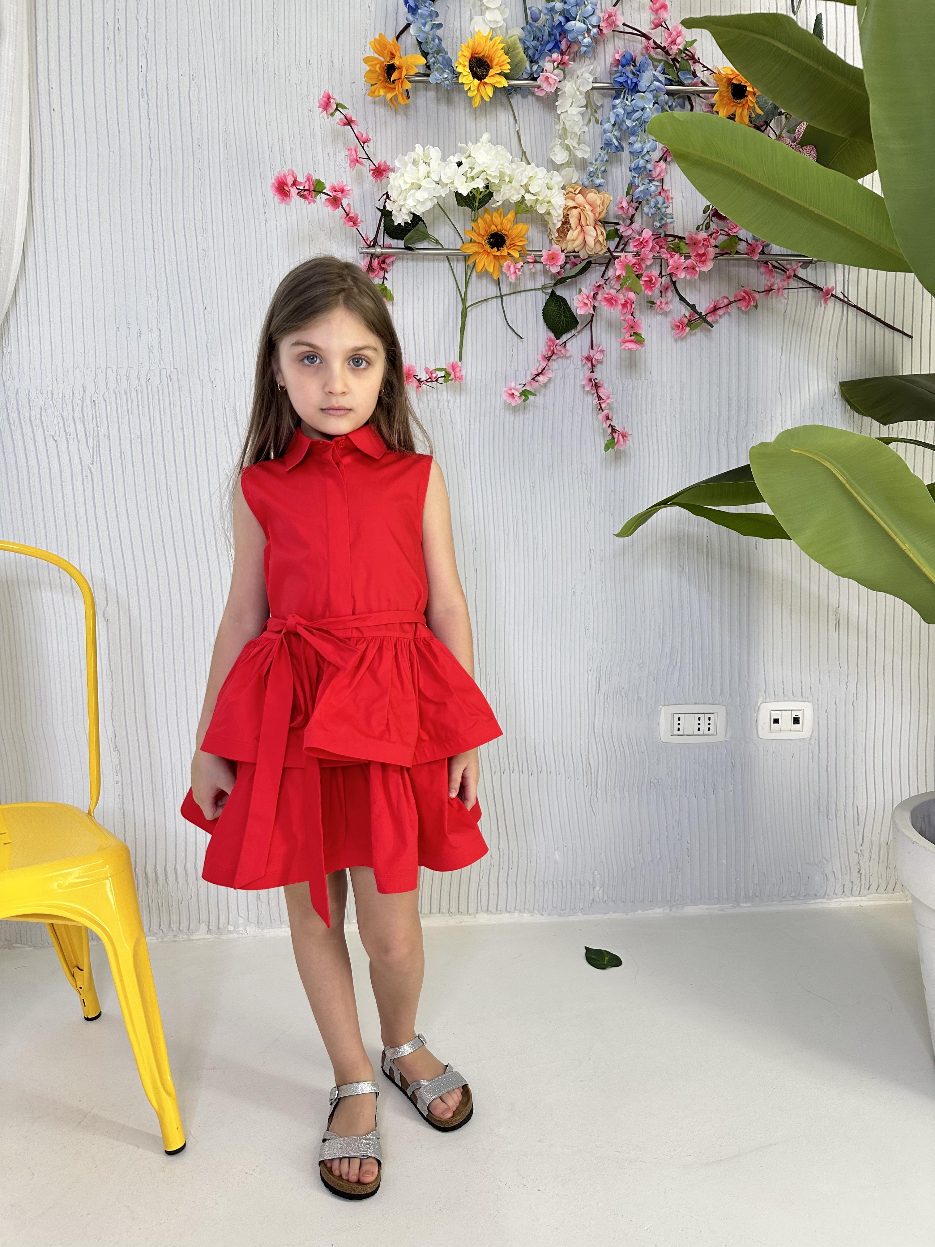 Vicolo abito kids rosso con balze 3146V00352 ROSSO VICOLO