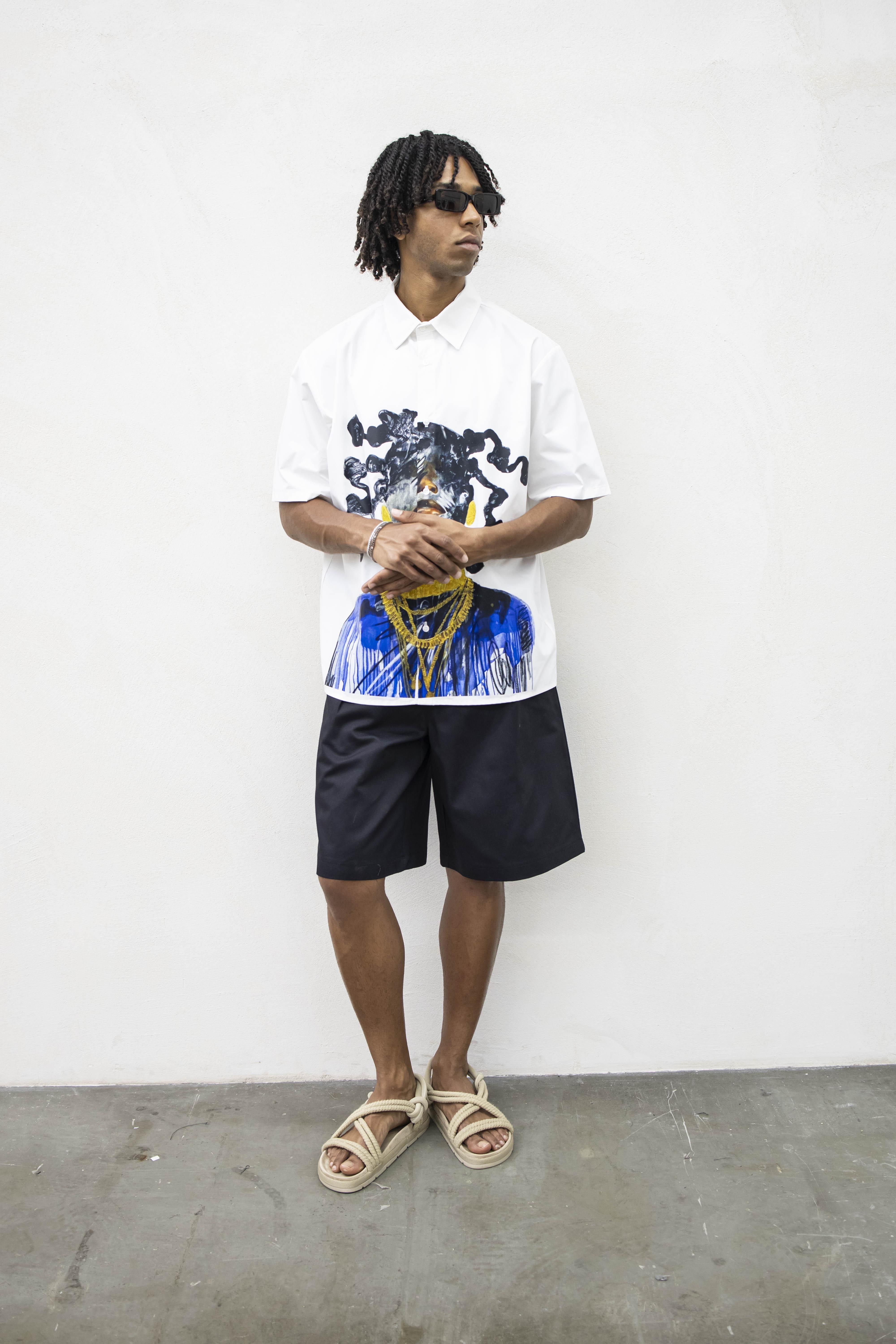 Tokyo camicia bianco con stampa TKN049B BIANCO TOKYO