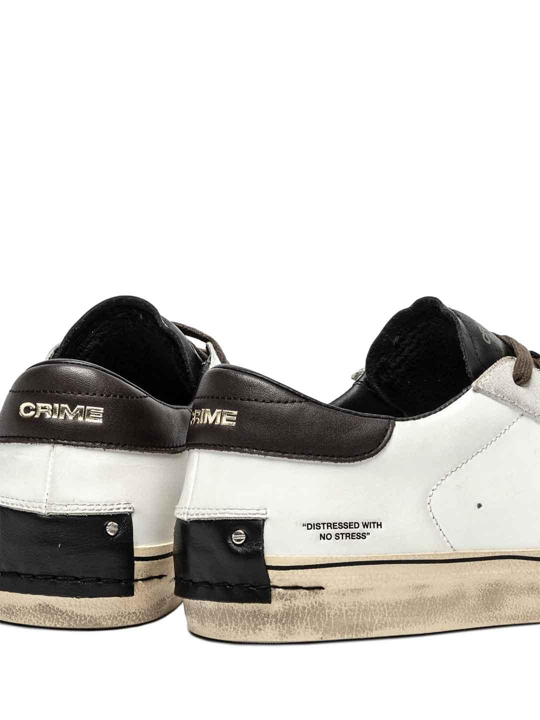 Crime Distressed sneakers bianco con tab marrone 11075 BIANCO CRIME