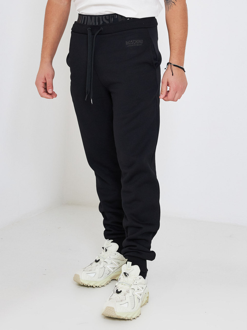 Moschino pantaloni tuta nero doppio elastico