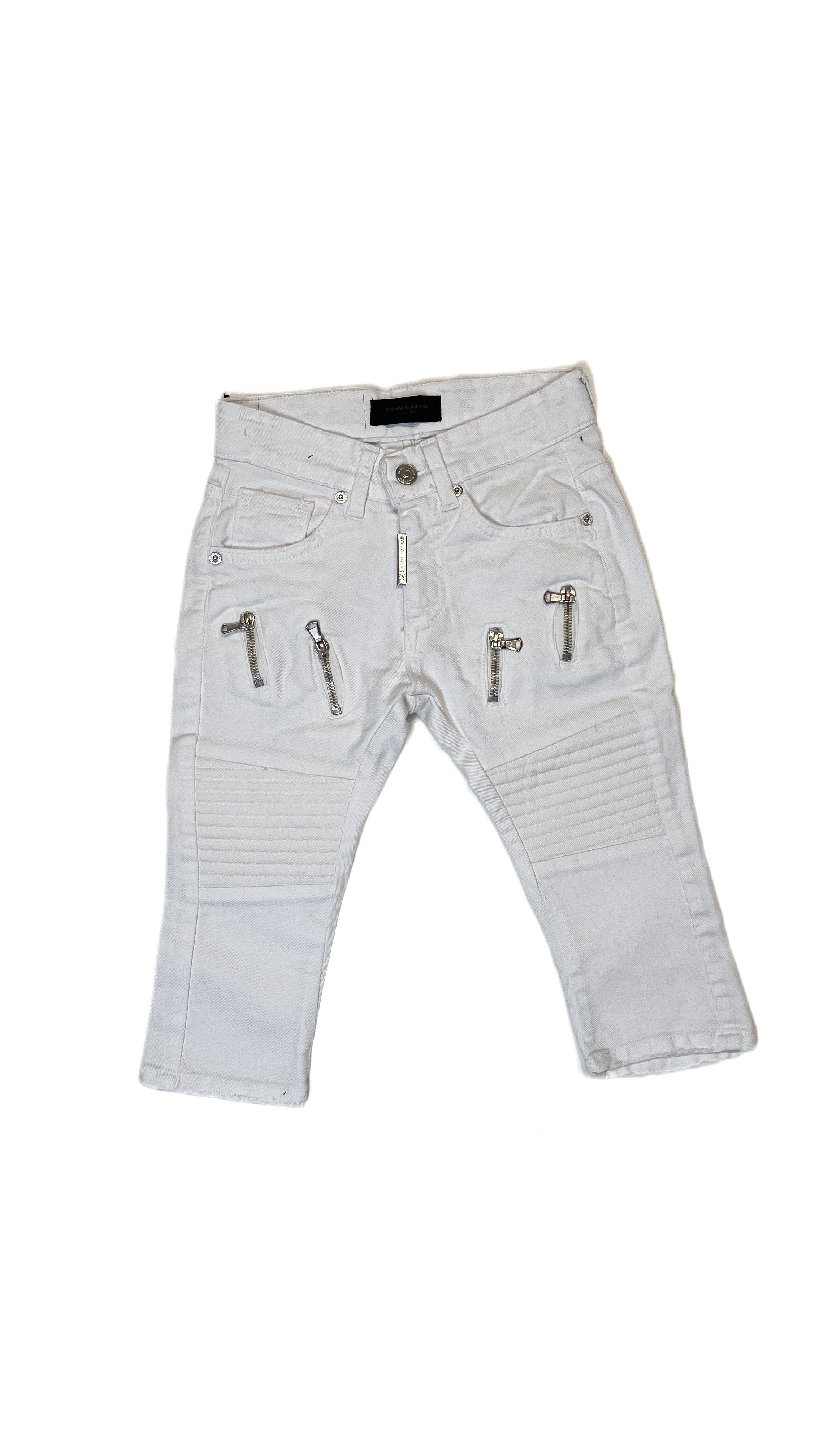Do Not Conform jeans kids bianco con mini zip