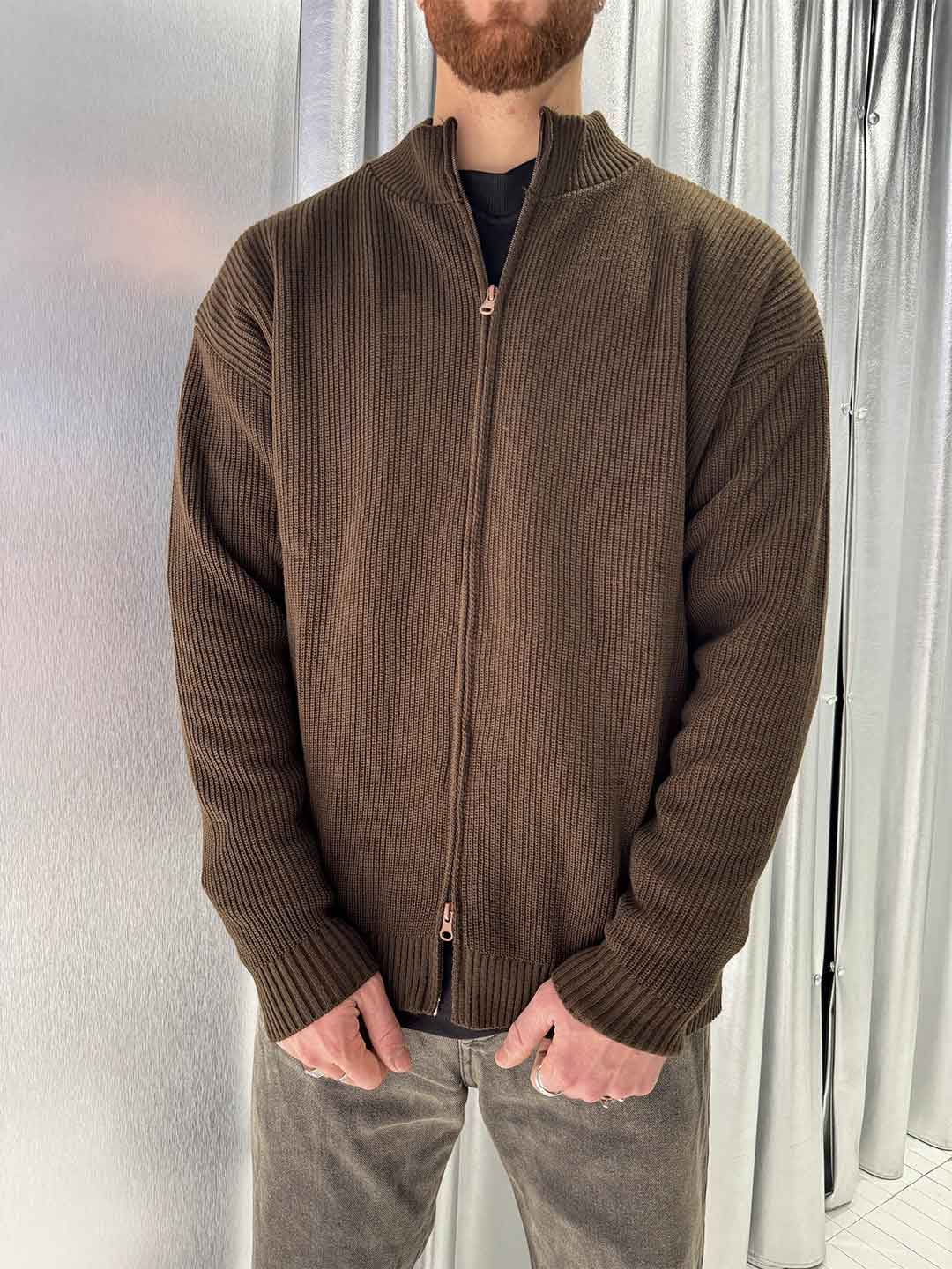 All Or Nothing maglione marrone con zip FULLZIP MARRONE ALL OR NOTHING 