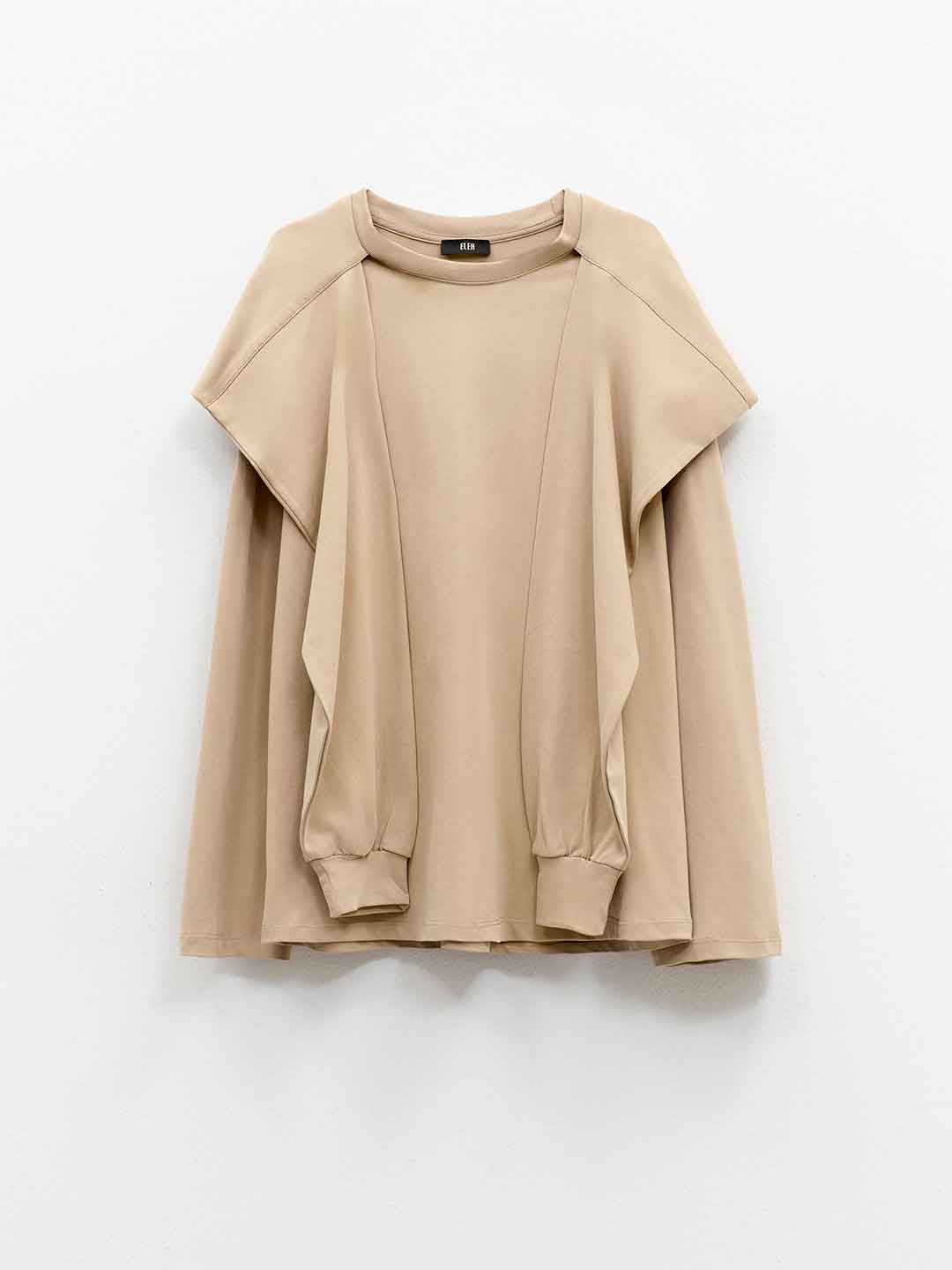 Eleh felpa beige con manica sulle spalle 0358 BEIGE ELEH 