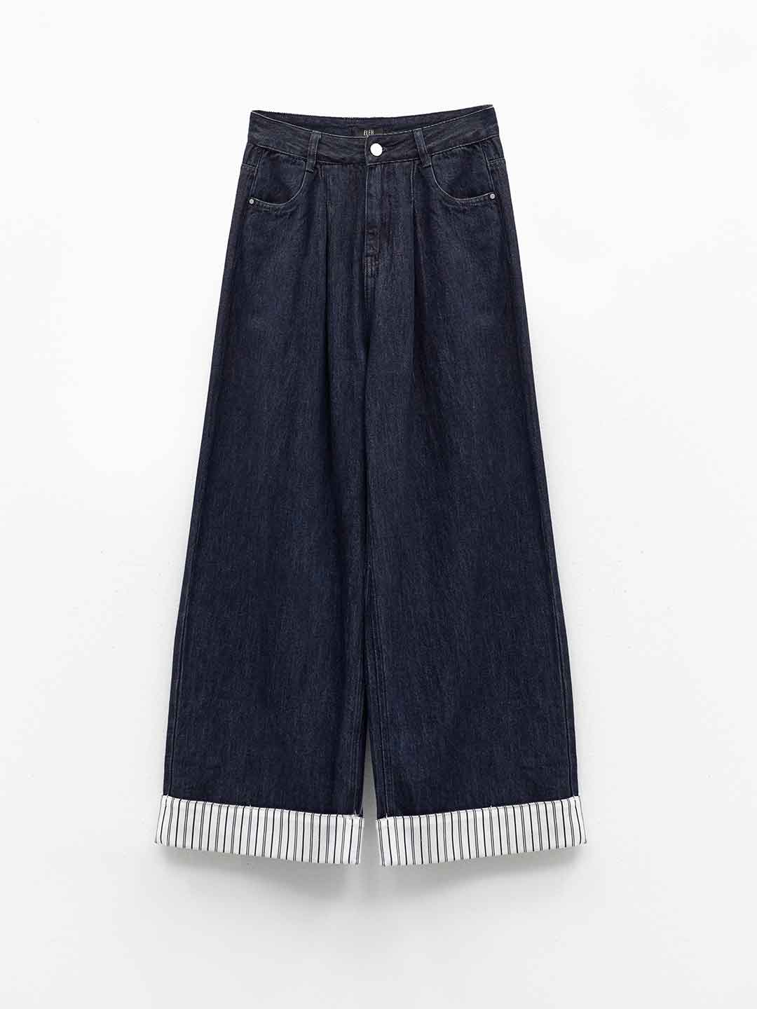 Eleh jeans blu con piegone a righe 075 BLU ELEH 