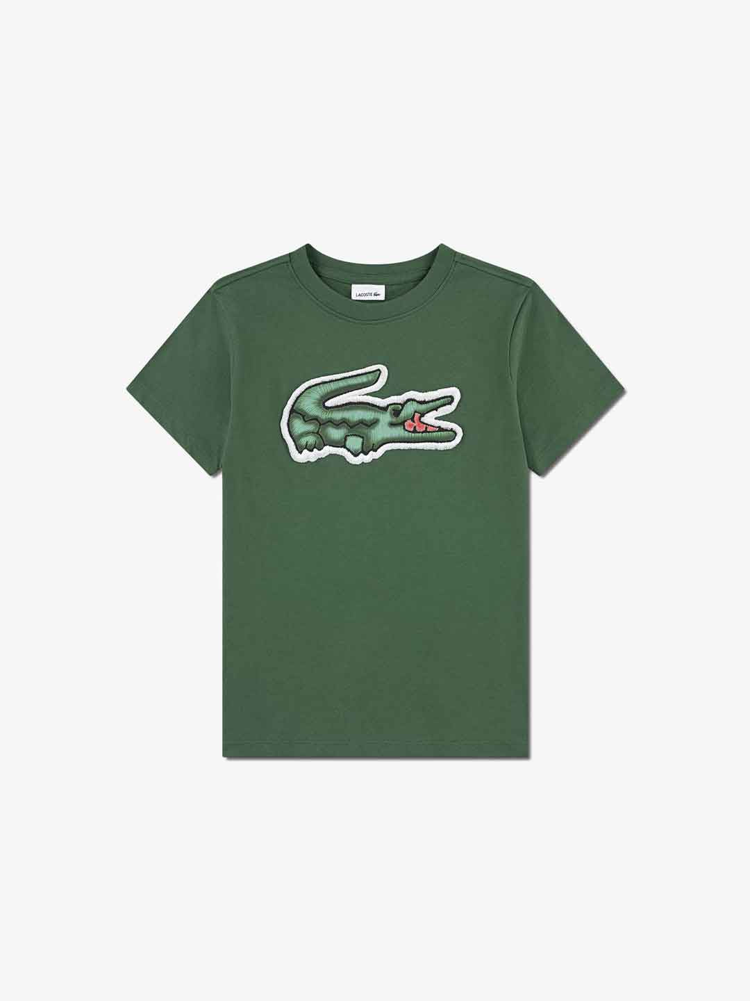 Lacoste t-shirt kids verde logo grande 8-16 anni 947072 F9W VERDE LACOSTE 