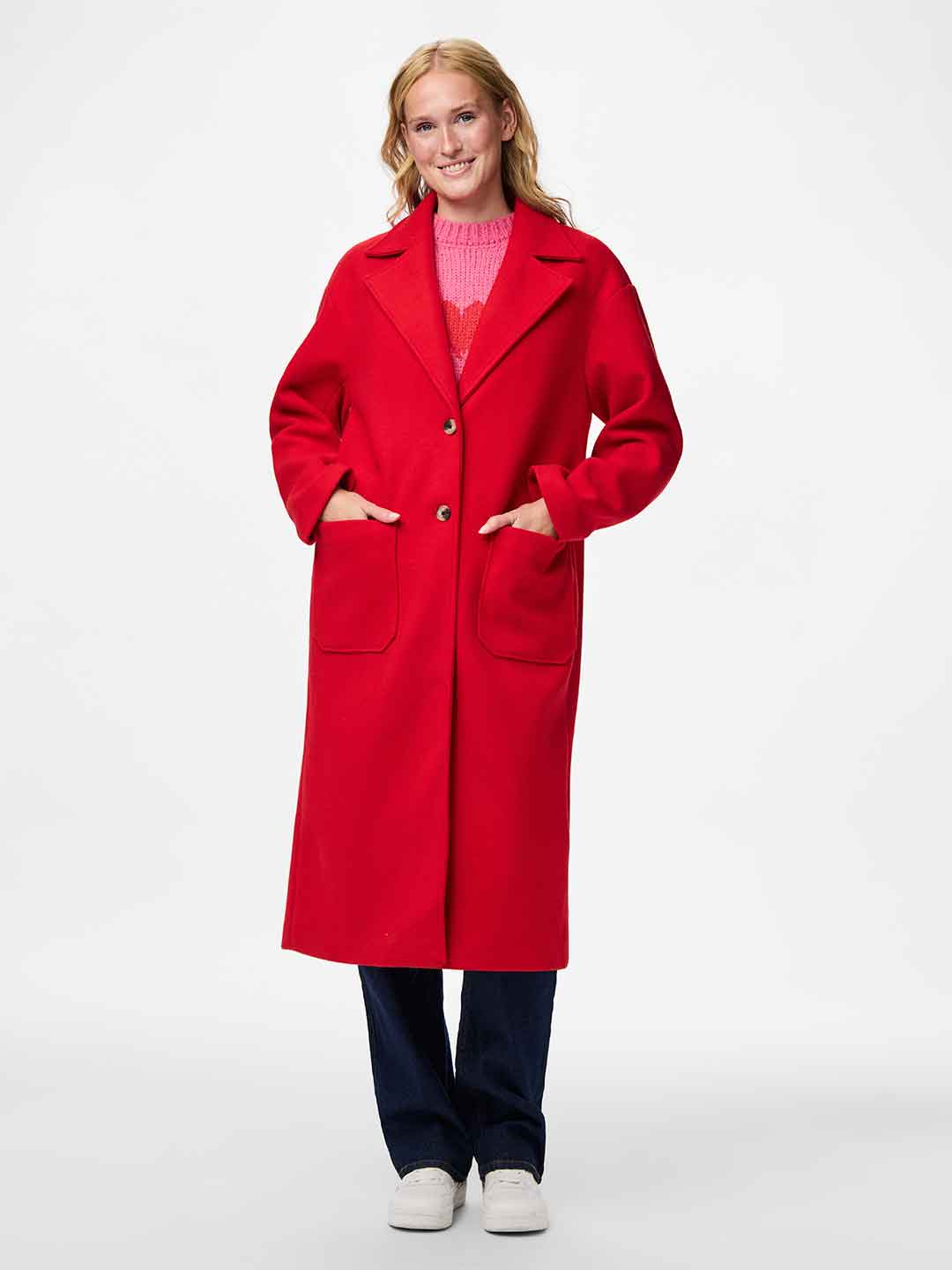 Pieces cappotto rosso lungo 17141583 ROSSO PIECES 