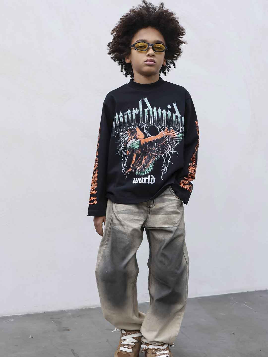 Present Day t-shirt kids nero con grafica aquila PRB008 NERO PRESENT DAY 