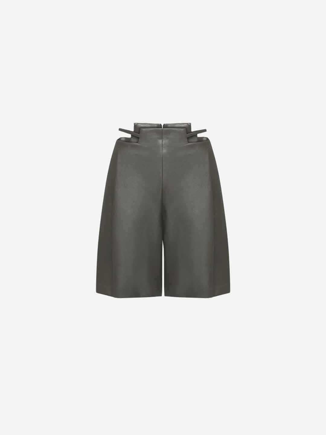 Silence Eco Cut shorts verde in pelle cut-out PA2215 VERDE SILENCE 