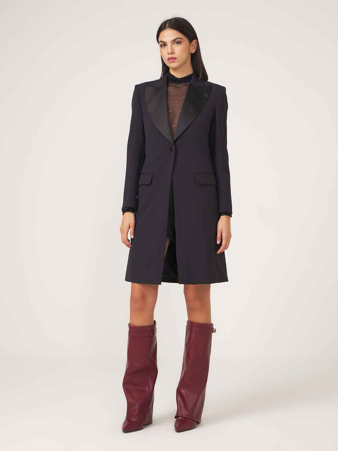 Silence Crepe cappotto nero lungo SLCP006 NERO SILENCE 