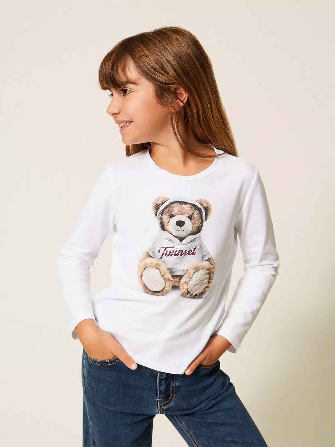 Twinset t-shirt kids bianco con stampa orsetto 252GB2036 BIANCO TWINSET 