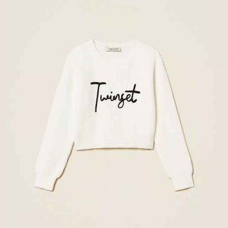 Twinset maglione kids bianco con grafica nera 252GB3040 BIANCO TWINSET 