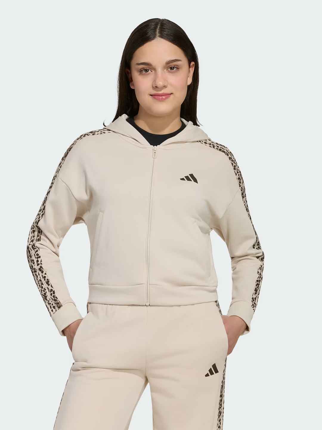 Adidas felpa kids beige con bande maculate 5-15 anni KC7205 BEIGE ADIDAS 