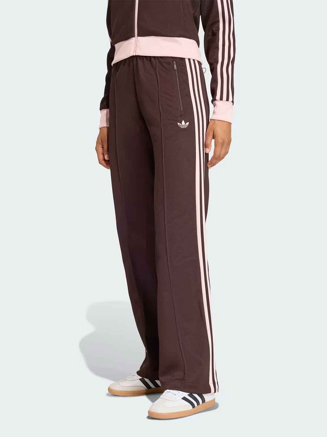 Adidas pantalone marrone con bande rosa KD3749 MARRONE ADIDAS 