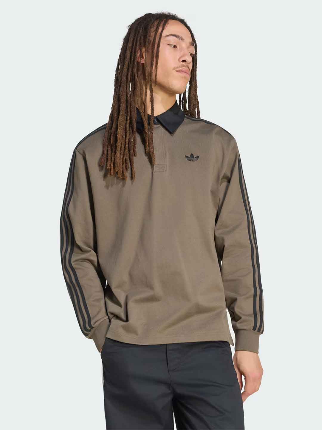 Adidas 3 Stripes Rugby polo verde con colletto nero KE4113 VERDE ADIDAS 