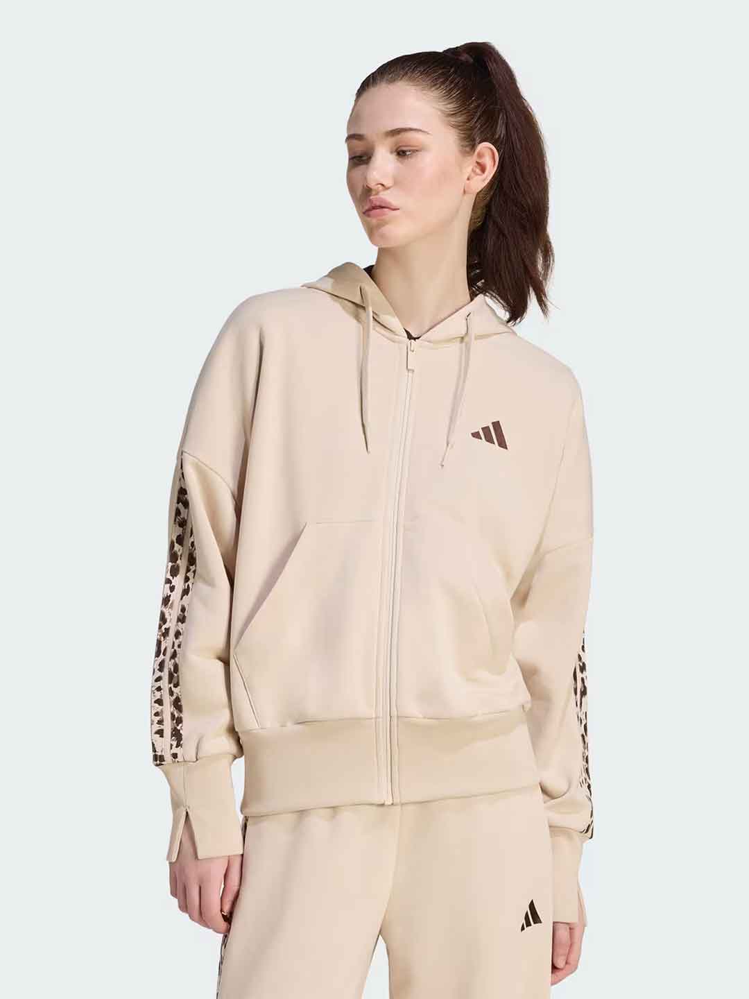 Adidas Essentials felpa beige con bande maculate KH1547 BEIGE ADIDAS 