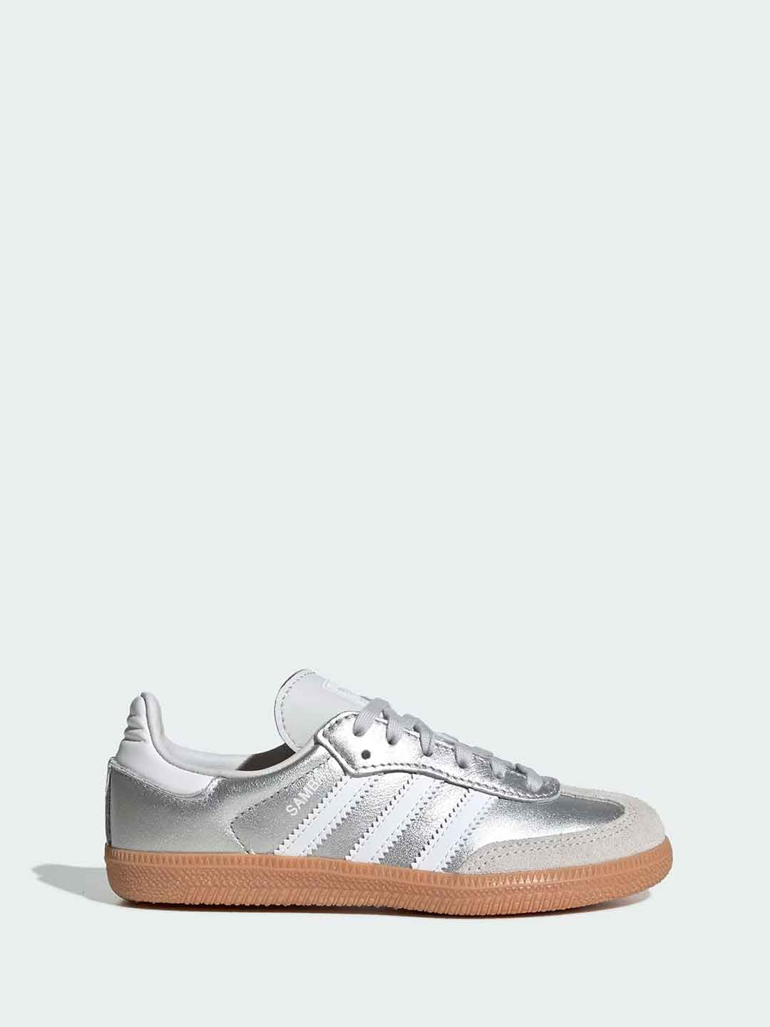 Adidas Samba sneakers kids argento con bande bianche 32-35 KK2344 ARGENTO ADIDAS 