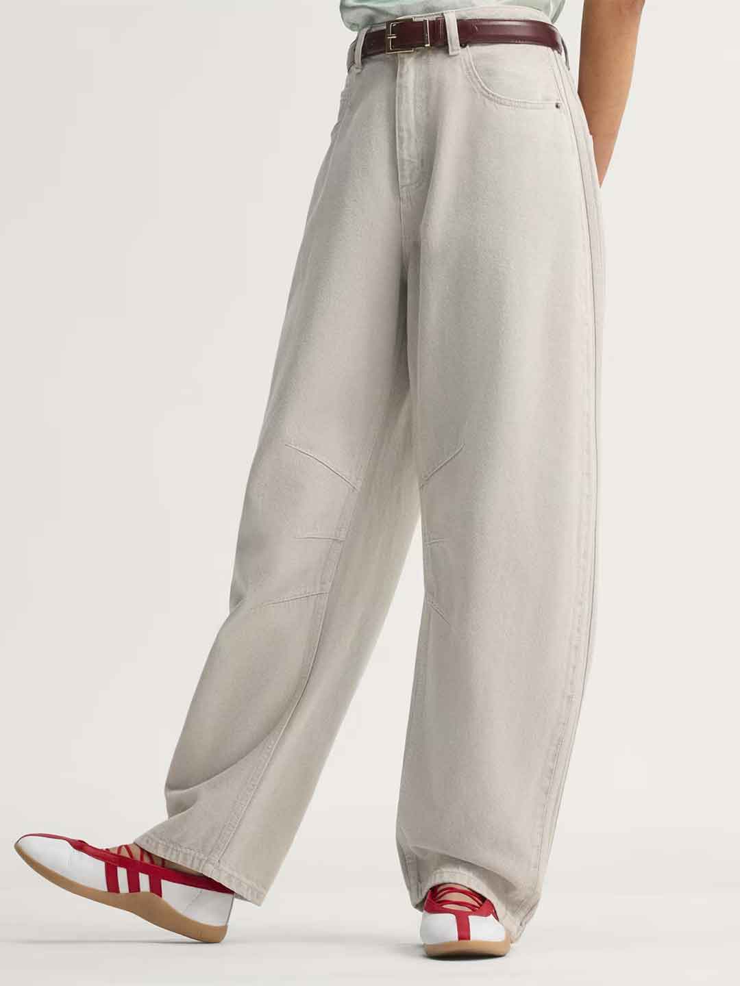 Adidas High Rise jeans grigio barrel KQ6475 GRIGIO ADIDAS 